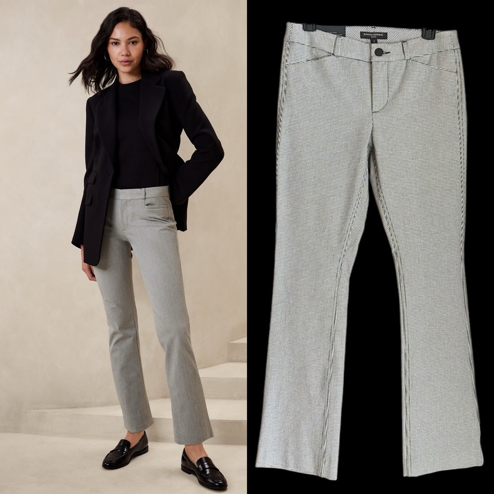 NWT BR Sloan Straight Washable Bi-Stretch Sculpting Houndstooth Trousers 2